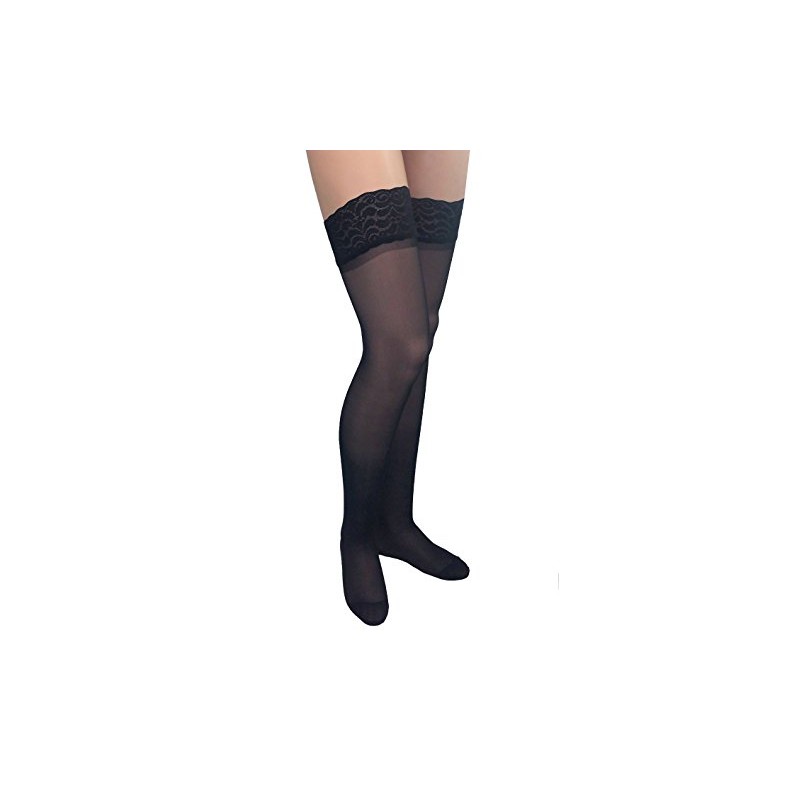 GABRIALLA 23-30 mmHg 2X-Large Black H-80 Sheer Thigh Highs Compression
