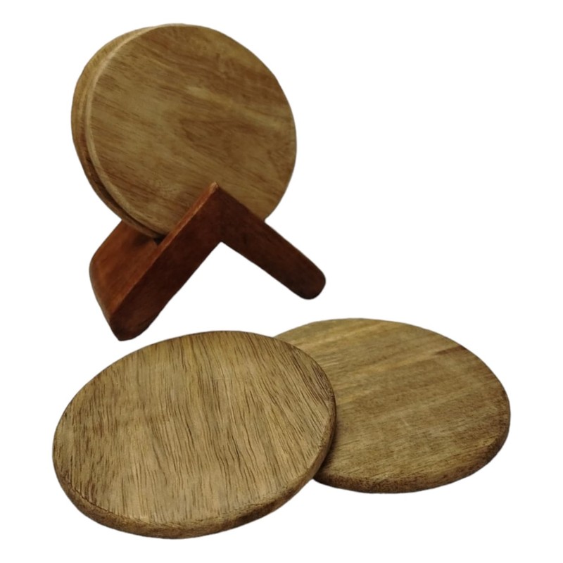 Set of 6 Mango Coasters with Holder