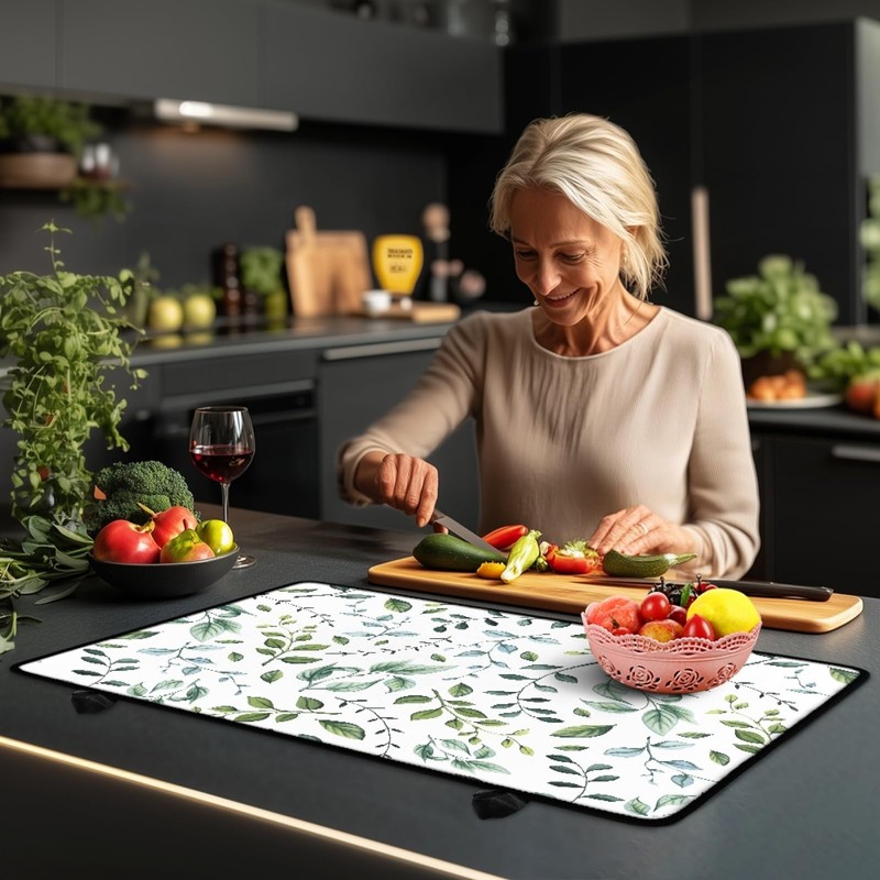 CONITALE Green Leaves Branches Stove Top Cover for Electric Stoves