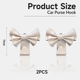 GlamRays Pack of 2 Car Bag Hooks for Car Hooks for Bags and Bags, Cute Bow Car Seat Headrest Hook for Car Bag Hook Hanger