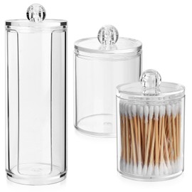 Pack of 3 Cotton Pad Dispenser, Cotton Pads Storage Cotton Buds Box, Dressing Table Organiser, Cotton Buds Container, Ear Sticks Container for Cosmetic Organiser, Bathroom Organiser, Dressing Table