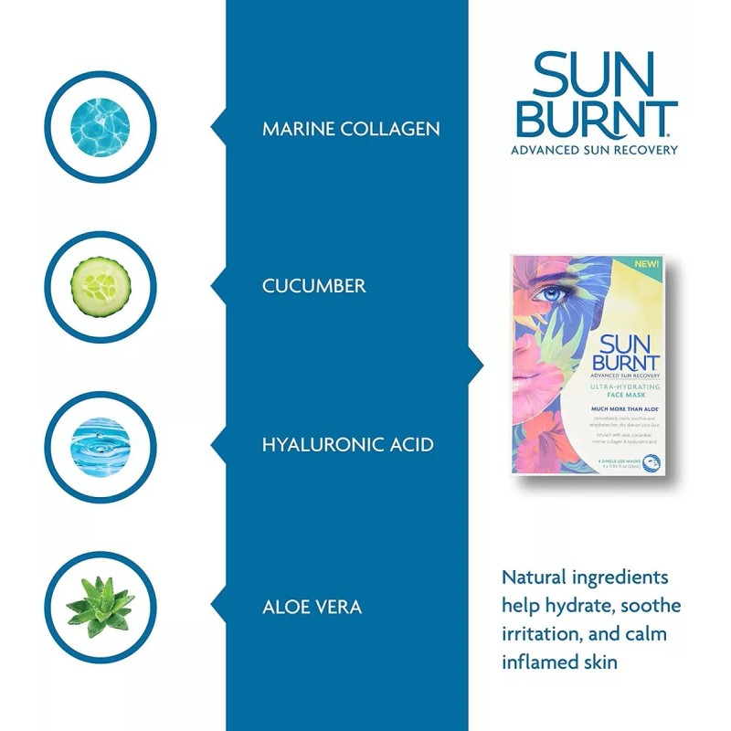 Sunburnt Ultra-hydrating Face Sheet Mask (4 Single Use Masks