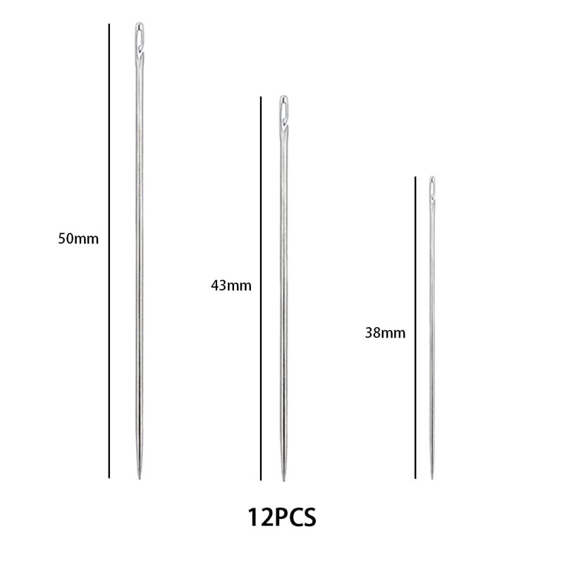BIUTEFOR Hand Sewing Needles, Round Needles, Set of 12, For