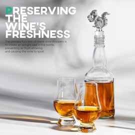 Homestia Squirrel Wine Stopper, Bottle Stopper Wine Saver, Reusable Wine Corks for Beverage, Wine Preserver Wine Saver Keep Wine Fresh, Wedding Favors Gifts for Wine Lovers