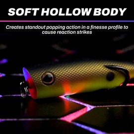 SNAG PROOF Zoo Pop Topwater Super Soft Hollow Body Lure | 3/8 oz, Chartreuse Shad