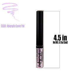 L.A. COLORS 1 Liquid Eyeliner [ CLE809 Holographic Cosmic Pink ] Fine Tip Brush Eye Liner + Free Zipper Bag