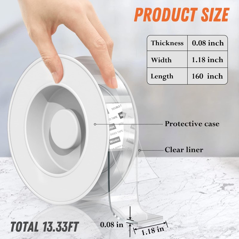 Extra Large Double Sided Tape Heavy Duty Removable 1.18 Inch