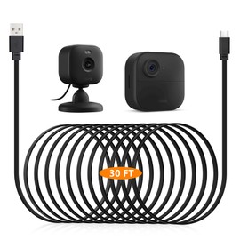 30ft USB C Cable for Blink Mini 2 and Blink Outdoor 4 Security Cameras - 9m Long Flat Power Extension Charging Cord, Black