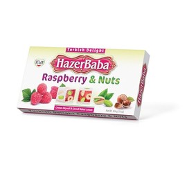 Hazer Baba Turkish Delight Candy with Mixed Nuts & Raspberry Flavored, Gourmet Snack Box, Traditional, Vegan Snack, Lokum, Sweets, Loukumi, Delicias Turcas, Halal, Kosher, 16oz (454g)