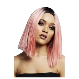 Smiffys Fever Kylie Wig, Two Toned Blend, Coral Pink