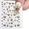 3D Butterfly Heart Nail Stickers Y2k Nails Stickers Bronzing Gold