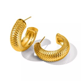 ZARD Textured Bold Hoop Earrings in 14K Gold