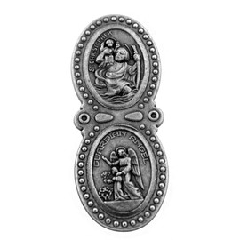 VILLAGE GIFT IMPORTERS 2" Saint Christopher and Holy Subject Visor Clip | 5 Different Clips | Durable Genuine Pewter Metal | Auto Accessories | Christian Automotive (St. Christopher/Guardian Angel)