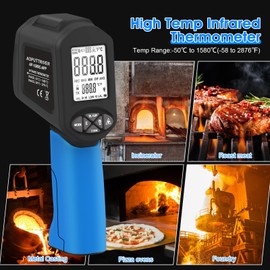 High Temp Thermometer Pyrometer with Bluetooth AP-1580C-APP IR Thermometer with Range -58°F to 2876°F, DS 30:1 Non-Contact Laser Thermometer Gun with Flashlight, APP Data Download