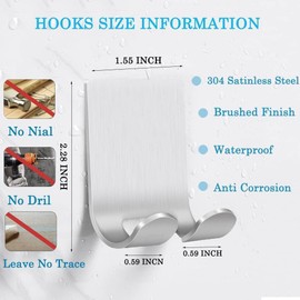 Razor Holder Shaver Hook Hanger Stand (2Pack) Self Adhesive Stainless Steel Utility Storage Hook,Shower Hook for Razor,Wreath Hangers for Front Doors,Bathroom Kitchen Organizer for Robe Towel Loofah
