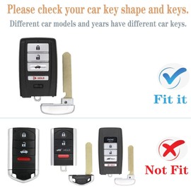 Kirsnda for Acura Key fob Cover case,with Keychain Key Skin fit MDX RDX RLX ILX TLX Smart Remote Key Vehicle Accessories,Soft TPU Key case,4 Buttons(Silver White)