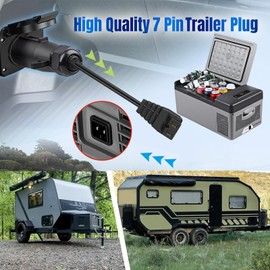 KarlKers 7 Pin Trailer Plug to DC 12V Power Cord Cable for Car Refrigerator, 12V/24V Car Fridge Freezer Cooler Chargers for RV Truck Trailer Portable Refrigerator (16.5FT)