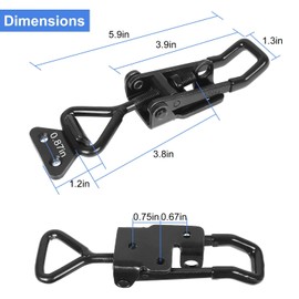 Heavy Duty Toggle Latch Clamp, 4Pcs 660lbs Capacity Adjustable Toggle Clamp, Black Smoker Door Latch, Metal Pull Latch for Machinery, Automobiles, Luggage Lock, Clamping Processing or Assembling
