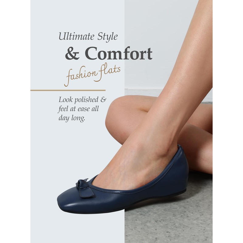 DREAM PAIRS Women's Low Wedge Dressy Flats, Comfortable Bow Tie