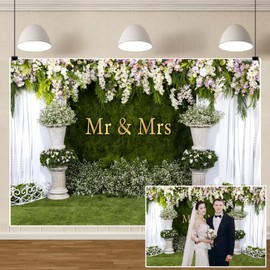 TYLCLTX Grass Wall Flowers Wedding Photo Backdrop Photography Background Wedding Backdrop Decorations Ceremony Green Grassfield Backdrop 8x6ft