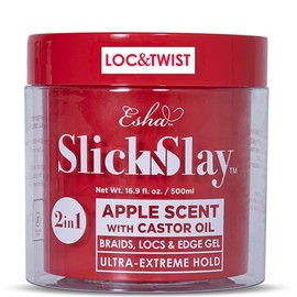 Esha Slick N Slay Braiding Gel – 3-in-1 Ultra Extreme Hold Hydrating Conditioning Shining Gel for Hair – Fast Dry Locking Gel for Locs, Twists, Braids (Apple, 17 Oz.)