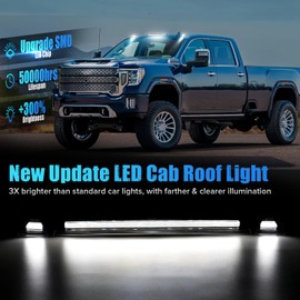 LUDARM LED Cab Roof Light Compatible with Silverado Sierra 2500HD 3500HD 2020-2024 Pickup Truck Cab Clearance lights 3PCS White Light Clear Lens