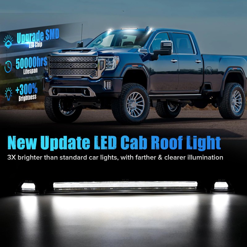 LUDARM LED Cab Roof Light Compatible with Silverado Sierra 2500HD