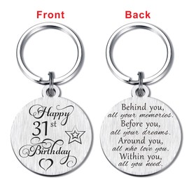 Laluminter 31st Birthday Gifts for Women Men, Happy 31 Year Old Birthday Keychain Presents for Him Her