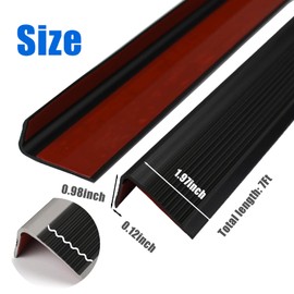 Socein Vinyl Stair Nosing, Stair Edging, Self Adhesive Stair Edge Protector, Stair Steps Edge Trim, Non-Slip and Waterproof (7Ft, Black)