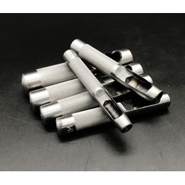 Leathe Punch Set Heavy Duty Round Hole Punch Set Leather Hole Tool,for Leather, Canvas (Silver, 6-pcs)
