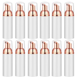 Lil Ray 2 Oz Empty Foam Pump Bottle, Foamer Soap Dispenser for Lash Shampoo, Hand Soap, Foaming Cleaner, Rose Gold, 12 PCS