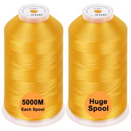 New brothread Set of 2 Polyester Machine Embroidery Thread Huge Spool 5000 m for All Embroidery Machines - Harvest Gold