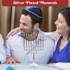 Majestic Giftware MN-HA19379BS Hanukkah Menorah, 8-Inch, Silver Plated