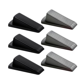 Door Stop, Door Stopper, Door Wedge, 6 Pack Rubber Door Stopper, Rubber Door Stops for Bottom of Door, Works on All Floor Types (Black Grey)
