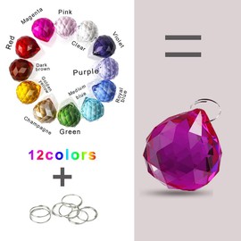 H&D HYALINE & DORA 12 Stück Mehrfarbig Feng Shui facettiertes Kristallkugelprisma Hängender Glassonnenfänger für Fenster 30mm