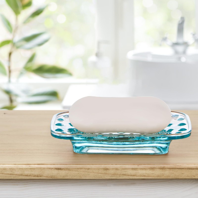 BIMUYI Soap Dish Holder, Glass Soap Tray, Decorative Soap Dish,