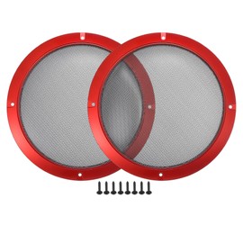 Motoforti 8 Inch Car Speaker Mesh Cover Round with Screws Red Black Pack of 2