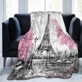 Perinsto Paris Eiffel Tower Modern Art Street Throw Blanket Ultra Soft Warm All Season Decorative Fleece Blankets for Bed Chair Car Sofa Couch Bedroom 60"X50"