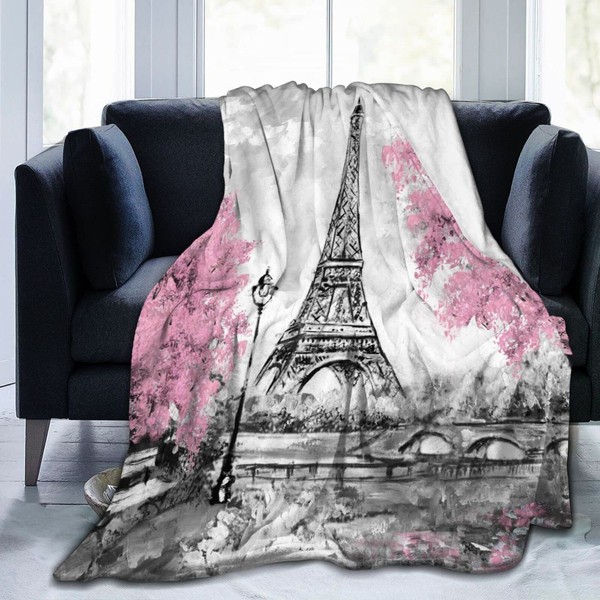 Perinsto Paris Eiffel Tower Modern Art Street Throw Blanket Ultra