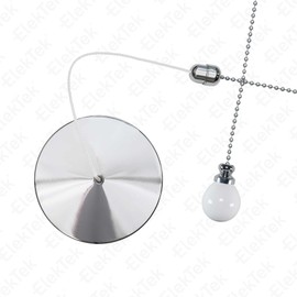 Premium pull chain set, chrome, white ball.