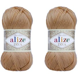 Alize Diva Yarn Hand Knitting Yarn 100% Microfiber Acrylic Yarn Alize Diva Silk Effect Crochet Yarn Art Lace Crafts 2 Balls 200g 369 Caramel