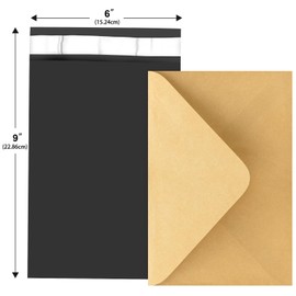 JollyTrip 120-Piece Black Poly Mailers - 6x9 Inch Shipping Envelopes with Self-Adhesive Seal, Waterproof, and Tear-Proof Postal Bags