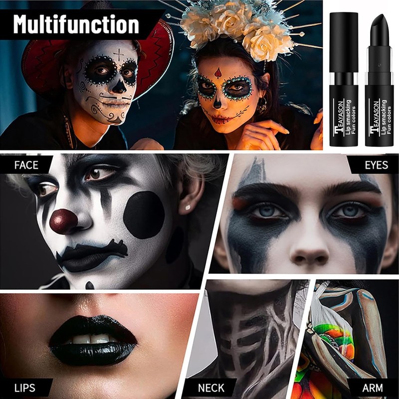 3 Colors Gothic Matte Lipstick Set, Vampire Black White Red