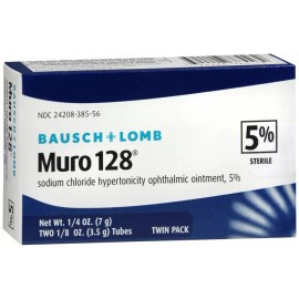 Bausch+Lomb Muro 128 Sodium Chloride  Opthalmic Oint 5% 1/8 oz x 2 tubes TWINPAK