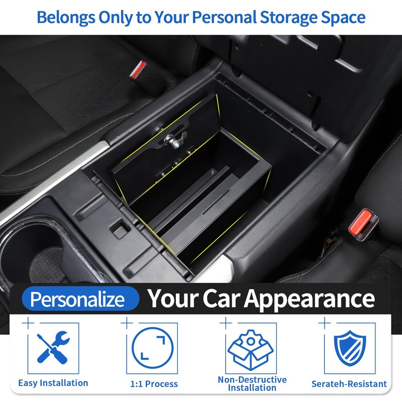 Center Console Safe Box Compatible with Nissan Titan 2016-2023, Armrest