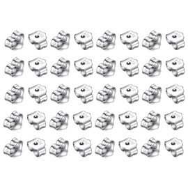 PLABBDPL Pack of 20 Stud Earrings Flat Clasp 925 Silver Nickel Free Hypoallergenic Girls Earring Backs Stud Earring Stopper Butterfly Clasp for Jewellery Making