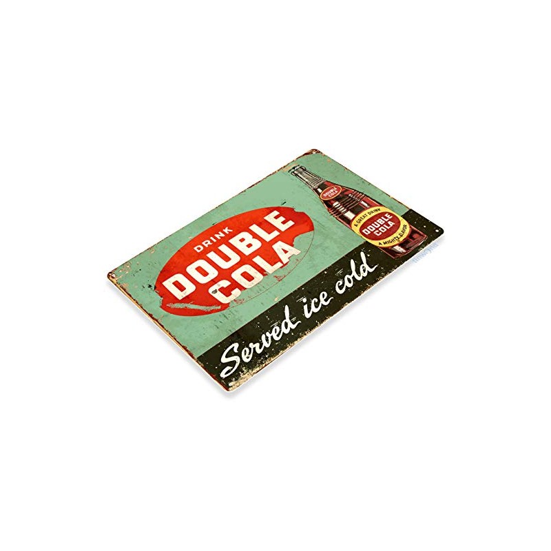 Tinworld Tin Sign: Double Cola Soda Retro Metal Décor D055