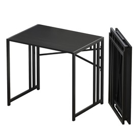 Lutown-Teen Small Folding Computer Desk 32 inch, Writing Gaming Computer Desk for Small Spaces, No Assembly Required Small Office Desk, Black