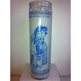 Our Lady of Loreto 7 Day Unscented White Candle in Glass (Nuestra Senora De Loreto)