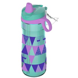 Pogo Botella de Agua Tritan para niños sin BPA con Pajita Suave de Silicona, triángulos de Taffy, 18 onzas